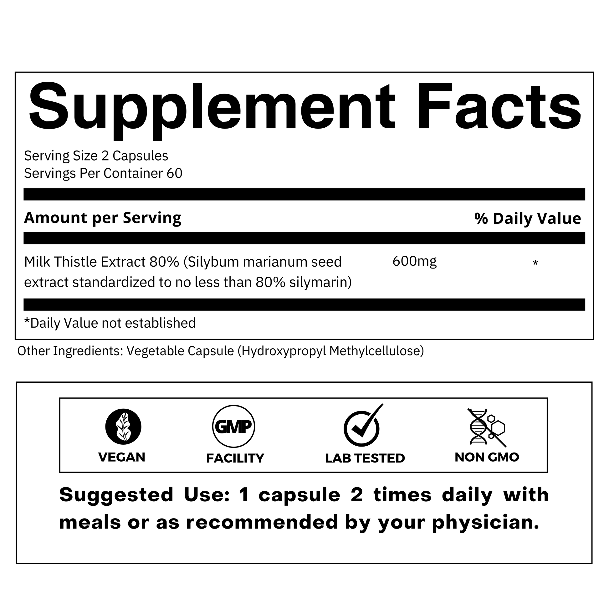 Milk Thistle 80% Supplement facts