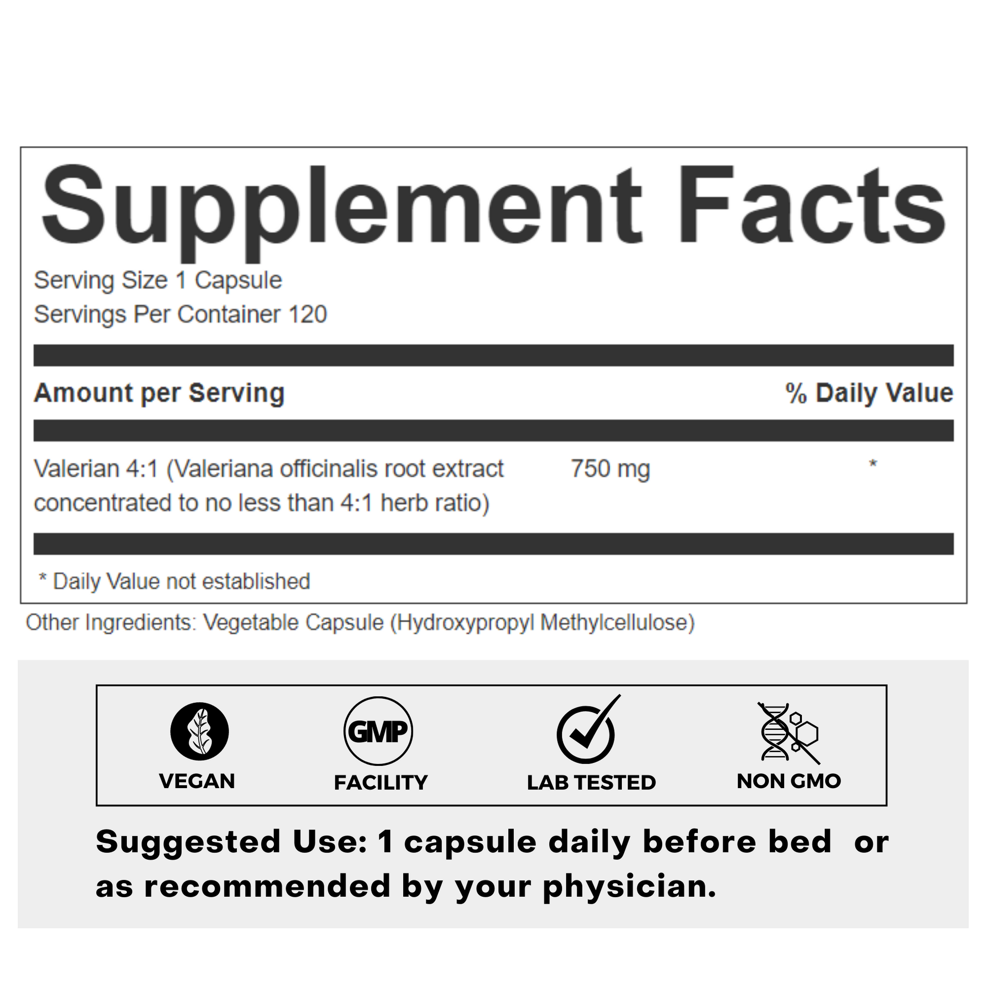 Valerian Supplement Facts