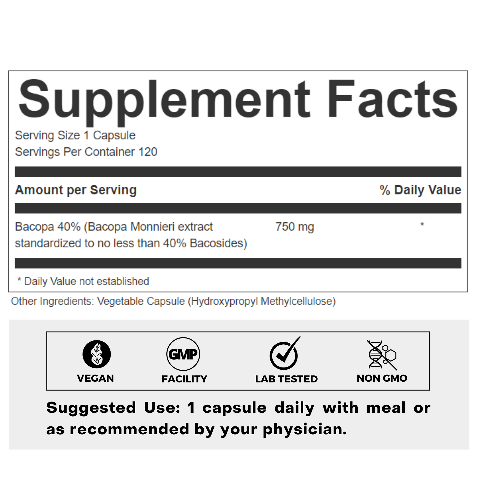 Bacopa 40% Supplement Facts