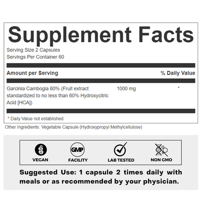 Garcinia 60% Cambogia Supplement Facts
